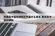 优质高中指标到校比例是什么意思,重点高中指标到校